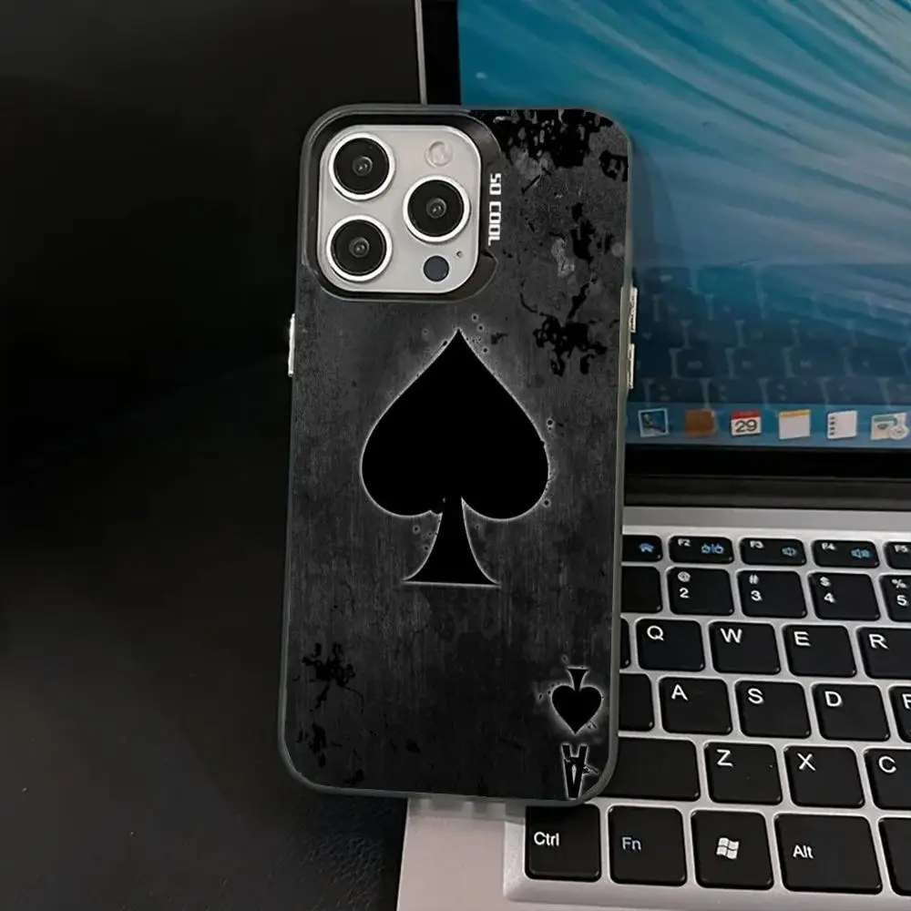 

Spades card design phone case for iPhone 16 15 14 13 12 11 Pro/ Max/Plus shock-proof rear cover anti-fingerprint