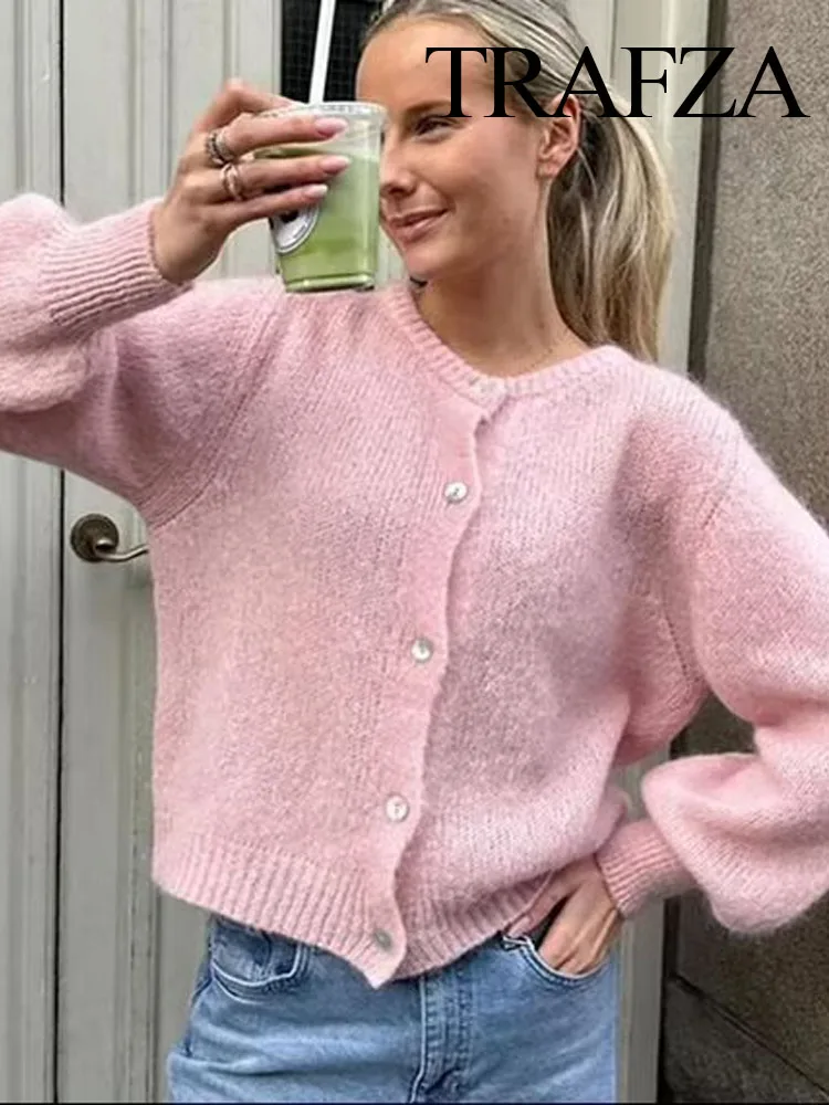 

HH Women Autumn Solid Knitted Cardigan Woman Fashion Long Sleeves O Neck Single-breasted Loose Casual Versatile Sweater Tops