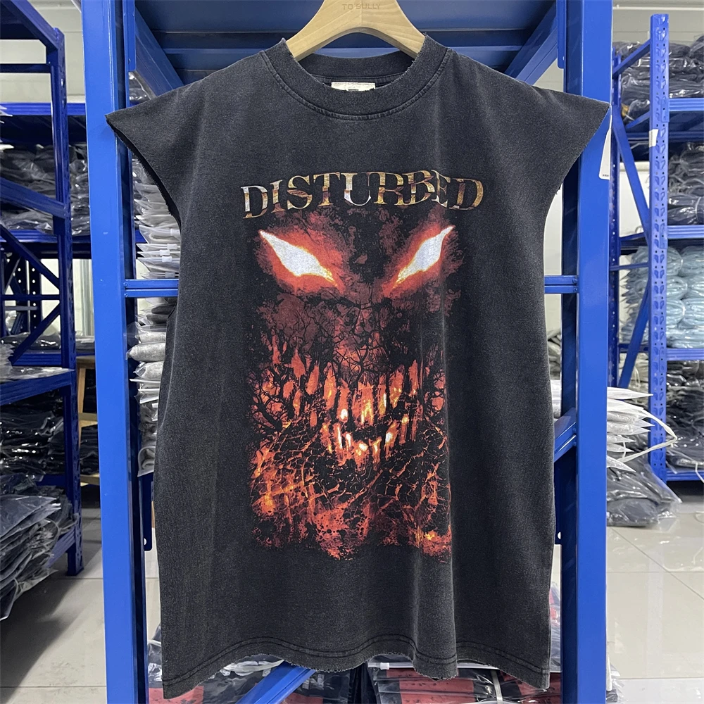 Washed Vintage Band Print Vest  Men Women T-shirt Tank Tops Clothing Best Quality T Shirt Tees
