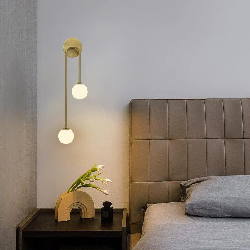 Nordic Corridor Aisle Staircase Decorative Lamp LED Wall Lamp Modern Bedroom Double Head Acrylic Ball Wall Lamp G9 Bulb view 3