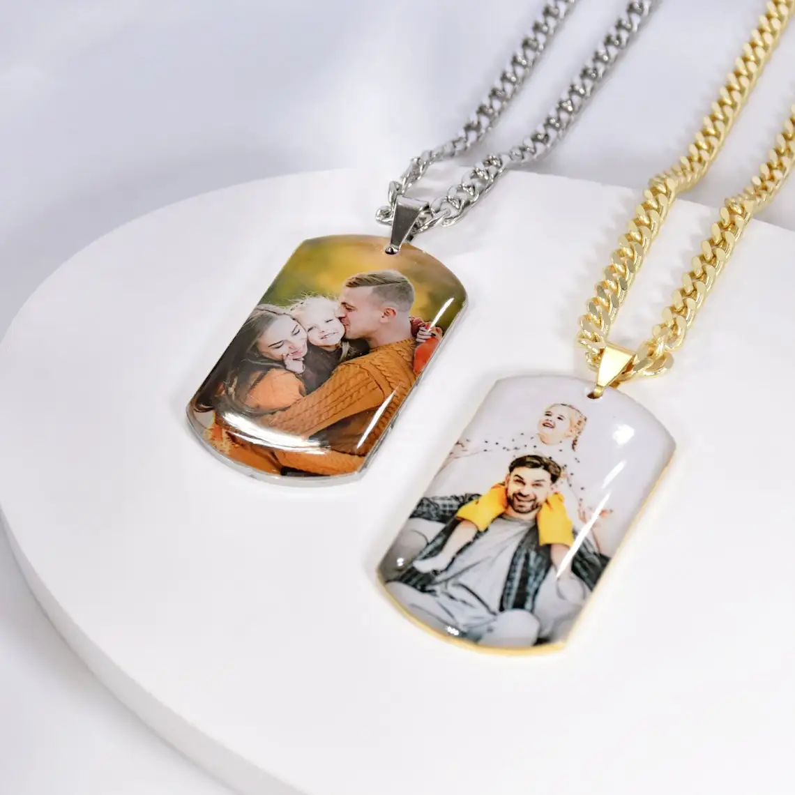 316L Stainless Steel Custom Photo Necklace Engraved Text Picture Pendant Personalized Pet Tag Necklace Memorial Family Jewelry