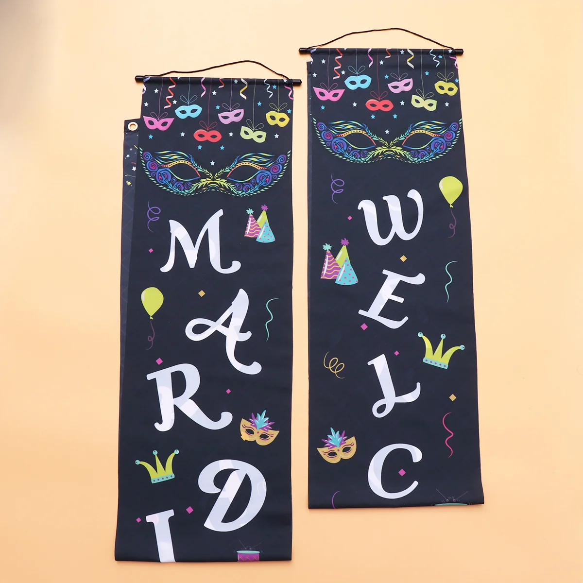 

1Pair Mardi Gras Day Door Curtain Hanging Flag American Carnival Party Decoration Front Door Banner Festival Sign