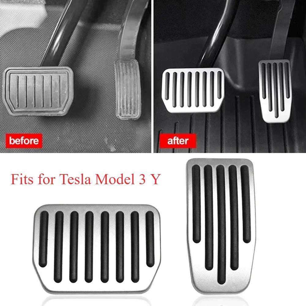 For Tesla Model Y 3 Highland Upgrade Foot Pedal Pads Cover Non-slip Accelerator Brake Rest Performance Aluminum Mats Accessories