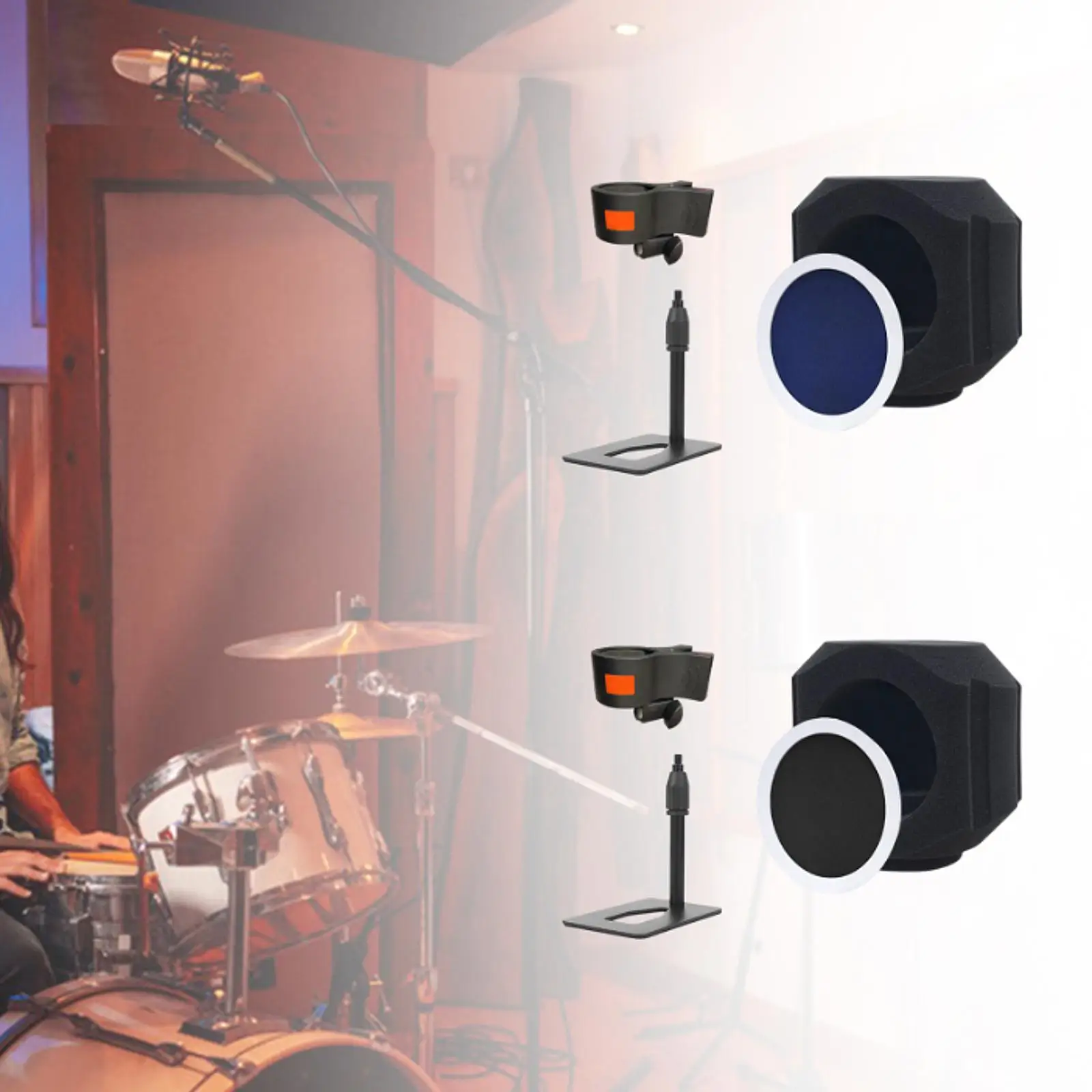 반사 감소 마이크 절연 볼 어쿠스틱 필터, 소형 삼각대 데스크탑 마이크 스탠드, 녹음 부스 캔틸레버 브래킷