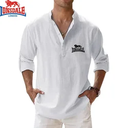 High Quality Men's Spring and Autumn New Long Sleeved 100% Cotton Linen Shirt Business Casual Loose Fitting T-shirt Shirts Top