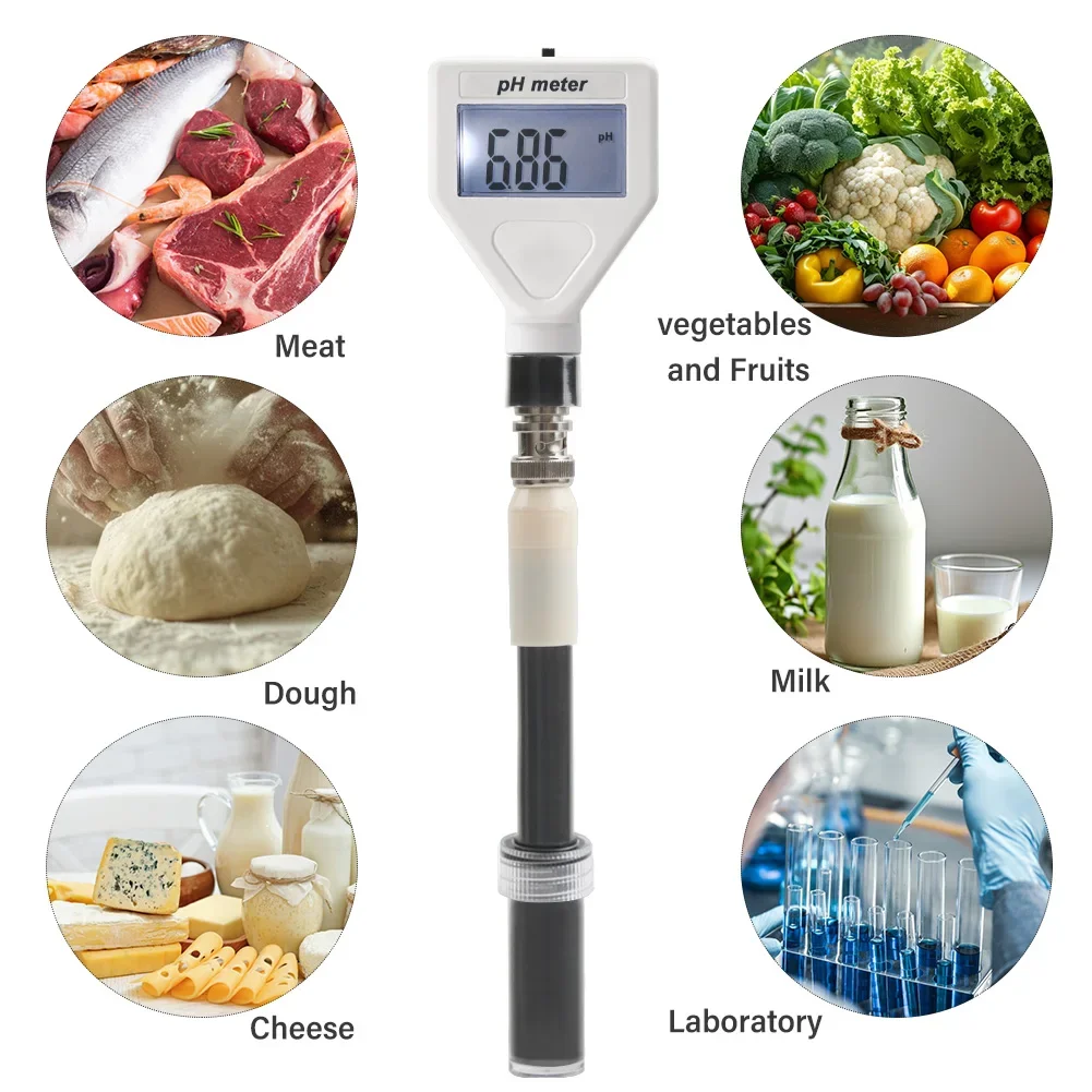 

Digital Food PH Meter with High Accuracy Flat Probe ATC 0.00-14.00 pH Tester for Dough Meat Cheese Drinking Water Brewing Food