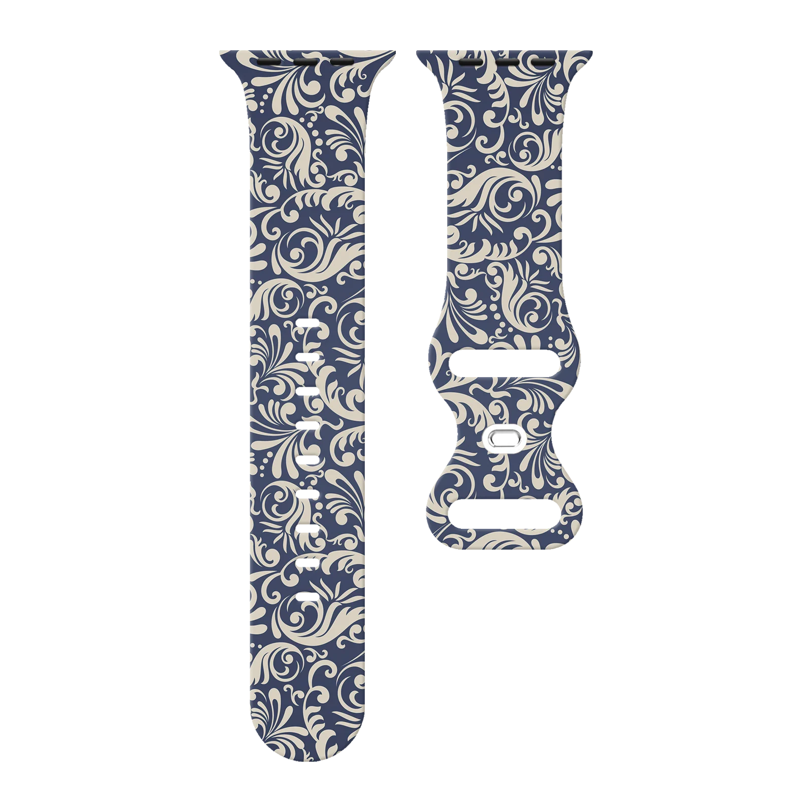 

Oriental Blue White Porcelain Print Band for Apple Watch Series 10/9/8/7/SE, Luxury Elegant Silicone Strap 45mm 44mm 42mm