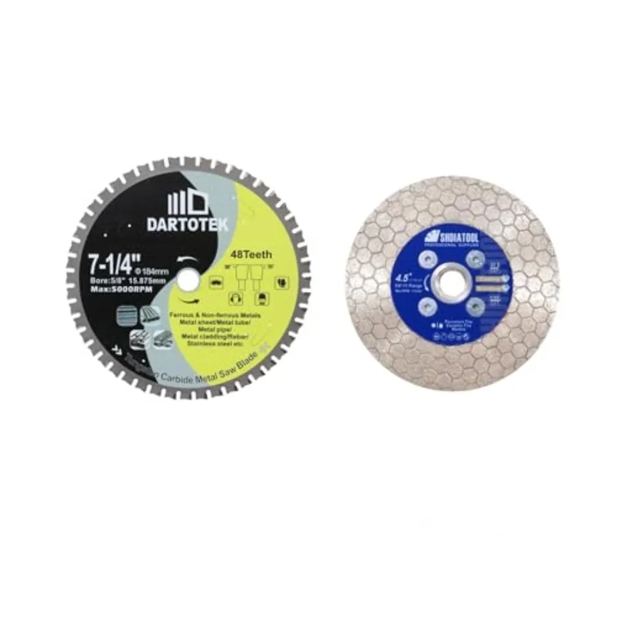 

Диск отрезной по металлу 7-1/4 дюйма/184 мм, 48 зубьев, с напайками из карбида вольфрама (TCT), для стали и нержавеющей стали