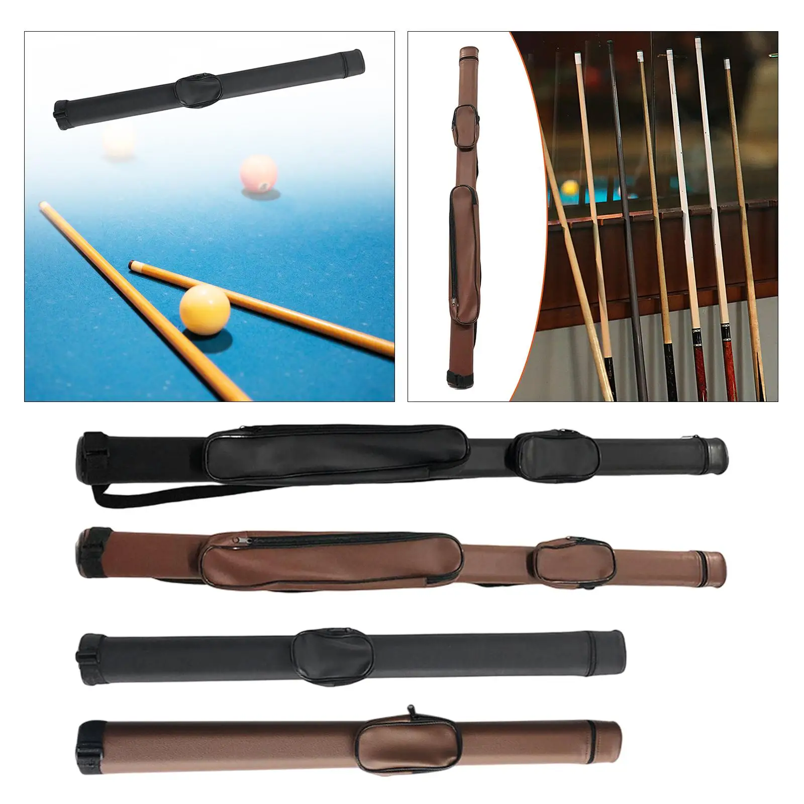 Pool Cue Case with External Pocket Heavy Duty Billiard Stick Carrying Case