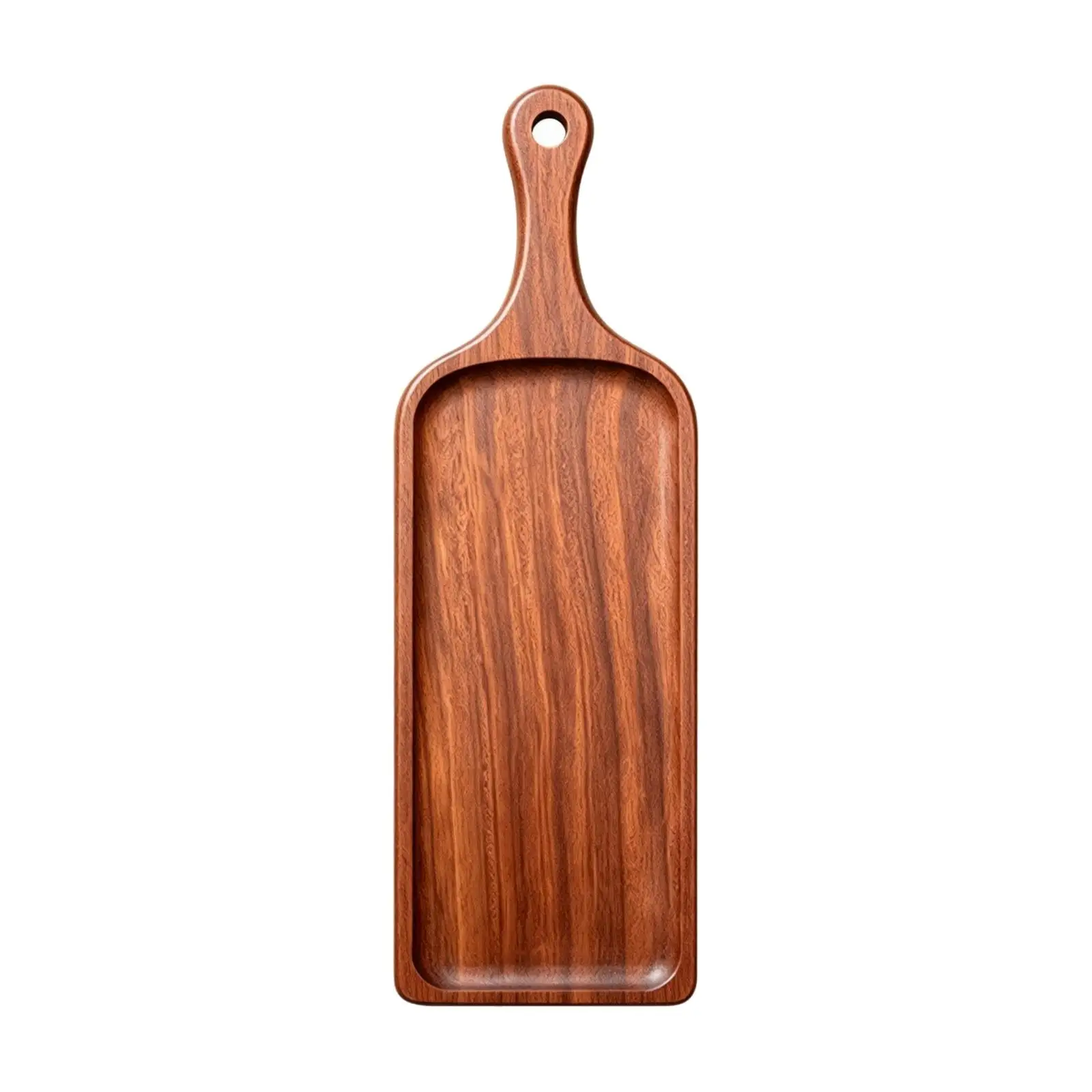 Portable Wooden Serving Tray with Handle for Cheese Fruit Steak Pizza Bread Ebony Wood Board Kitchen Table Serving Platter