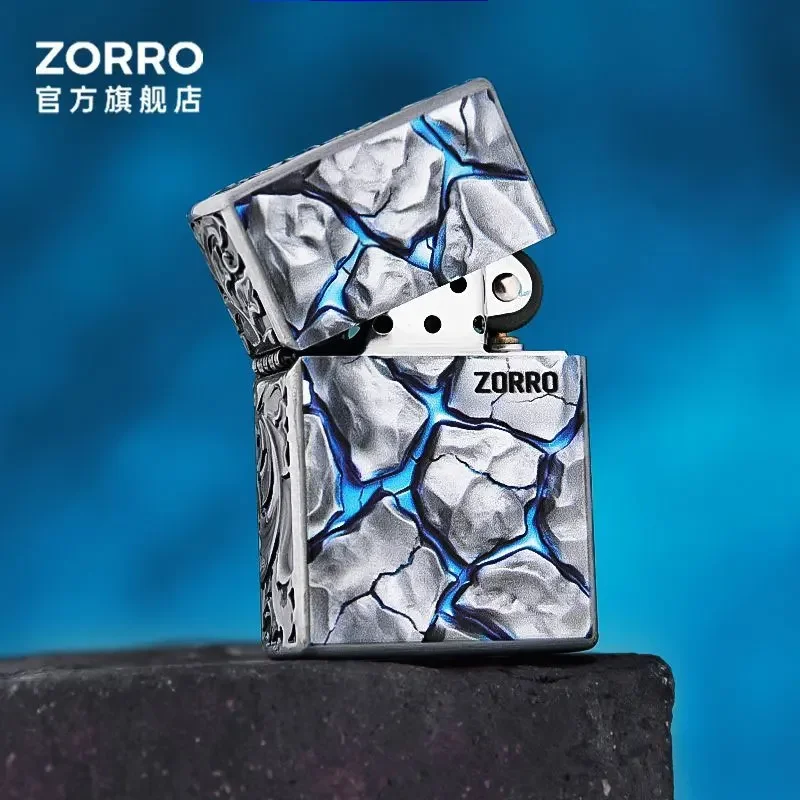

Новая керосиновая зажигалка Zorro с шлифовальным кругом, утолщенная броня, трехмерный дизайн трещин, ветрозащитная зажигалка в стиле ретро