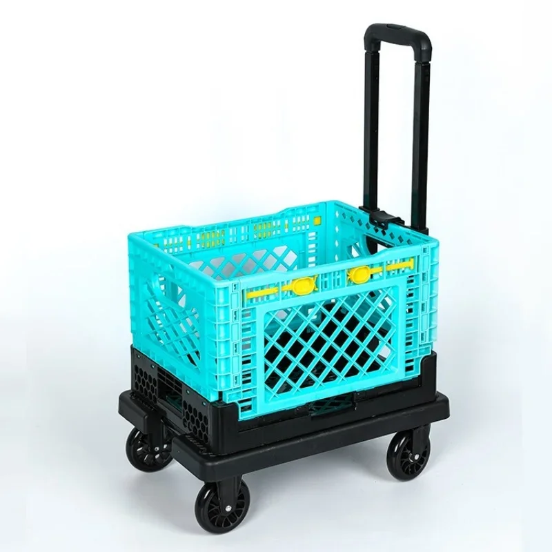 Shopping Carts Folding Small Trailer Shopping Cart Set Split Dual-purpose Heavy-duty Small Trailer Foldable Storage Basket