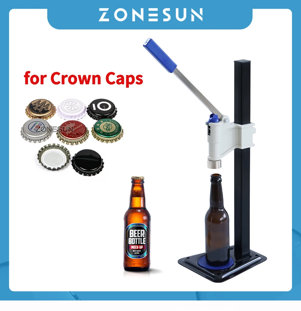 ZONESUN Bear Crown Cap Sealer Crimper Manual Capping Tool Adjustable Height for Sparkling Water Soft Drink Beverage ZS-BBC1