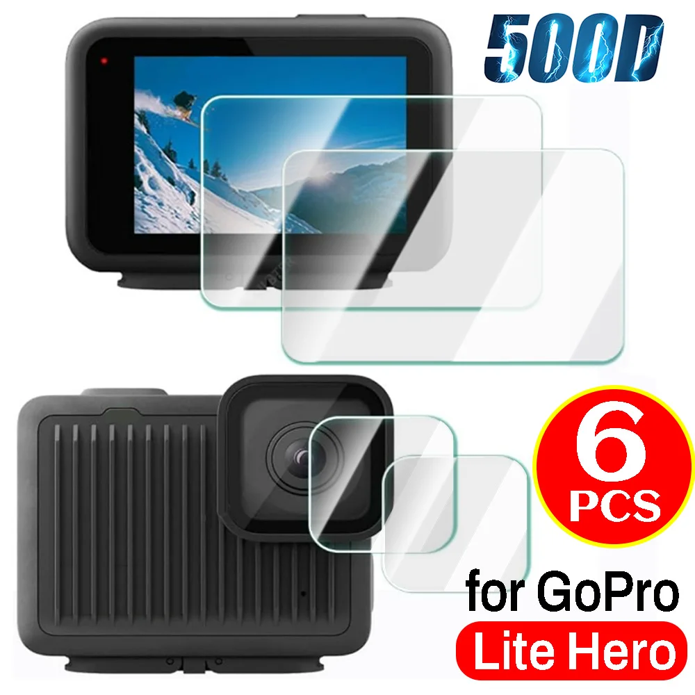 

For GoPro Lite Hero 6IN1 Tempered Glass Film Camera Screen Protector HD Anti-Scrach Full Cover 4K Lens Film for GoPro Lite Hero