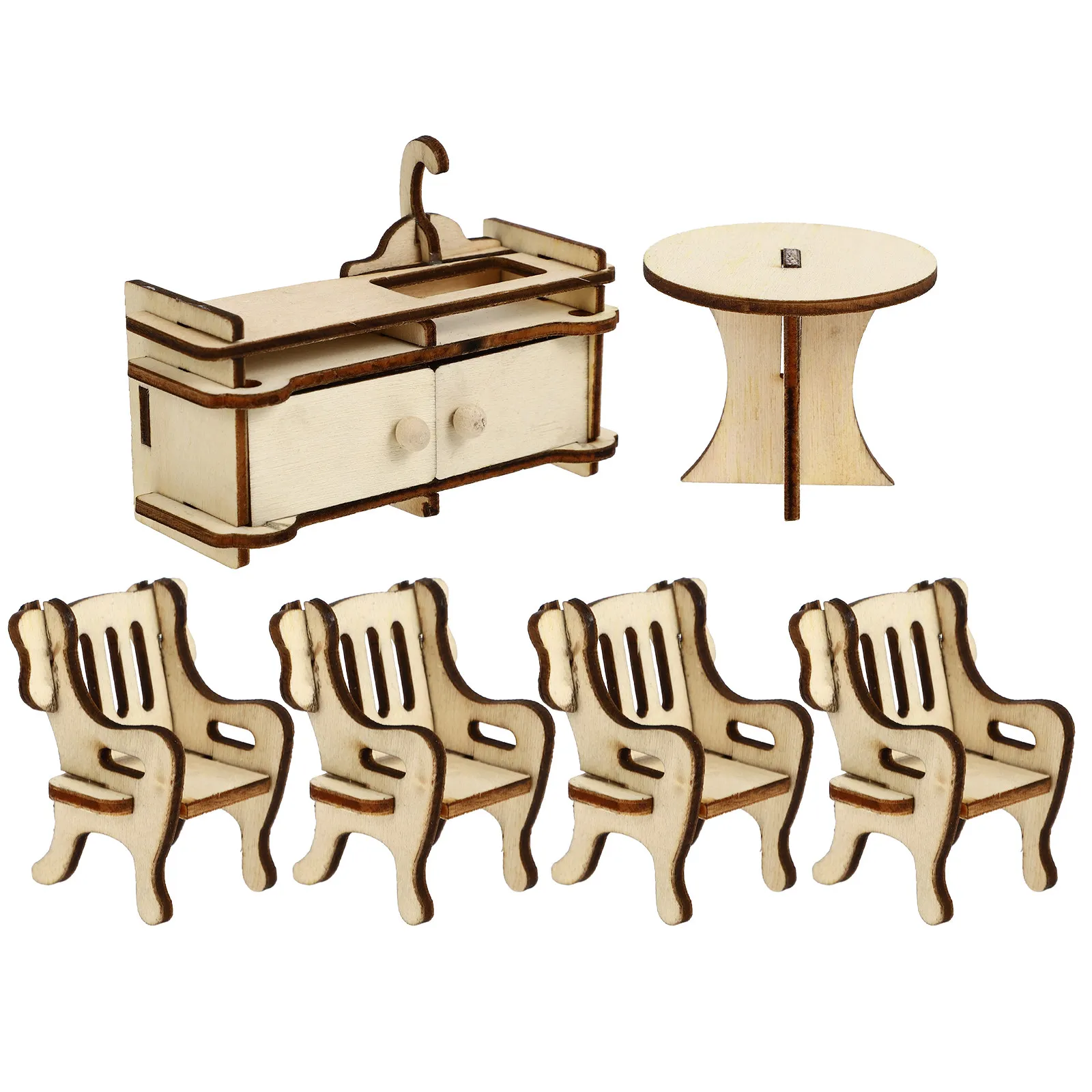 1Set Mini Furniture Home Kitchen Simulation Mini House Wooden Accessories for Child Development Photo Prop Miniature Landscape