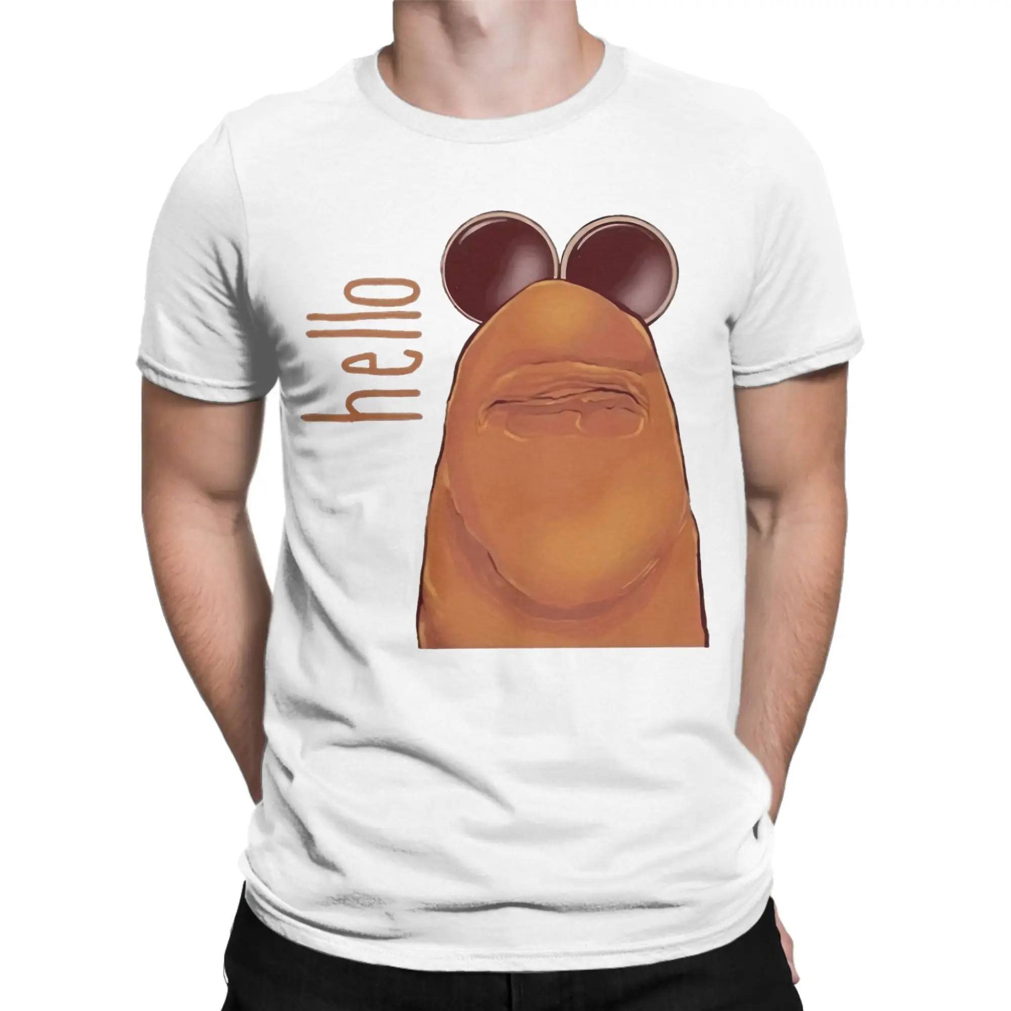 Men's Hello Marcus the Worm T Shirts  Cotton Tops Funny Short Sleeve Crew Neck Tees Unique T-Shirts