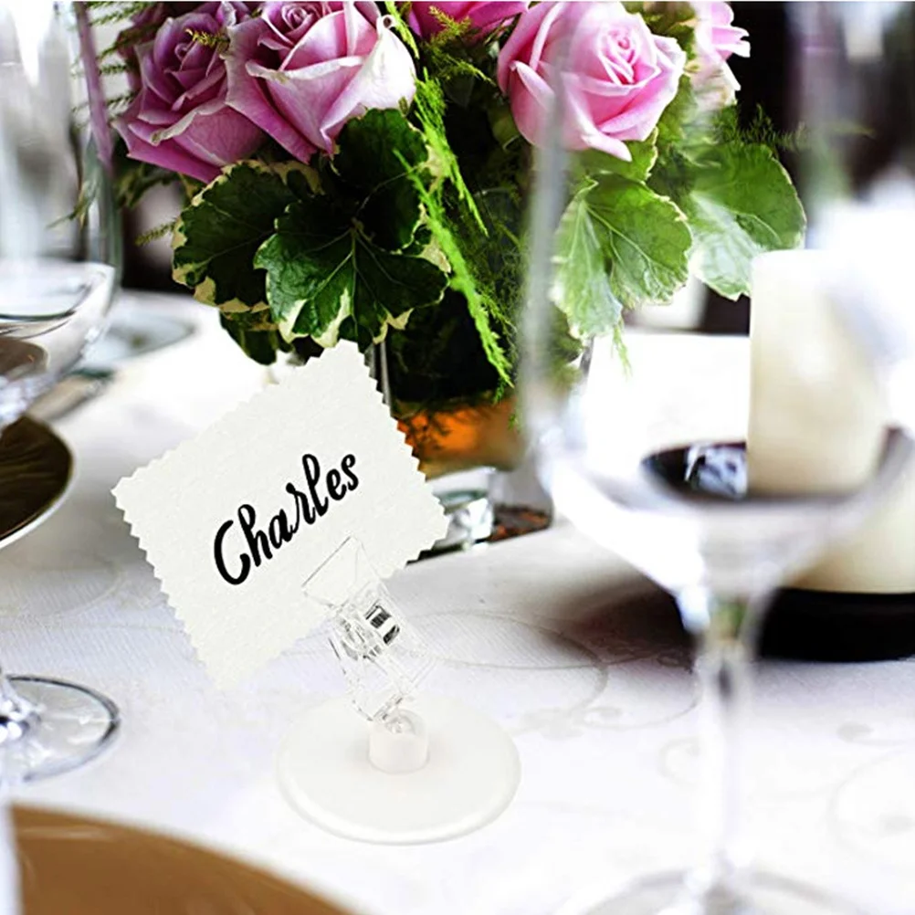 9pcs Transparent Seat Clamps Simple Adjustable Universal Joint Photo Name Card Holder For Wedding Party Restaurant Decorations