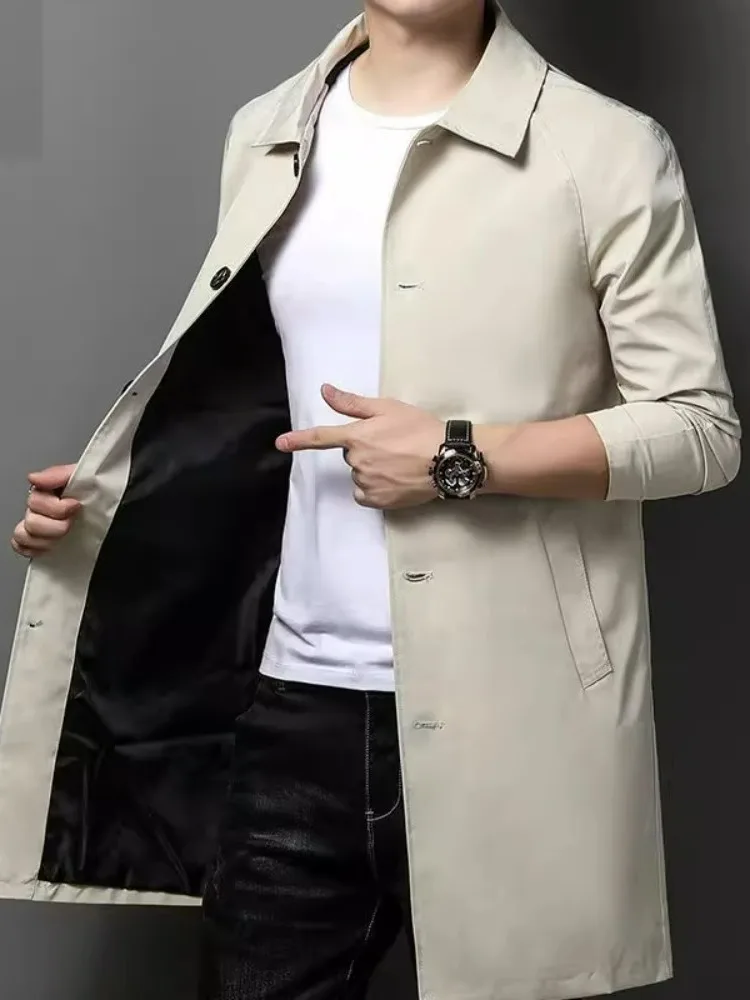 

Мужское повседневное пальто средней длины Busin Sle Jaet на одной пуговице, весенне-осенняя верхняя одежда, подставка F0V4Obctvz