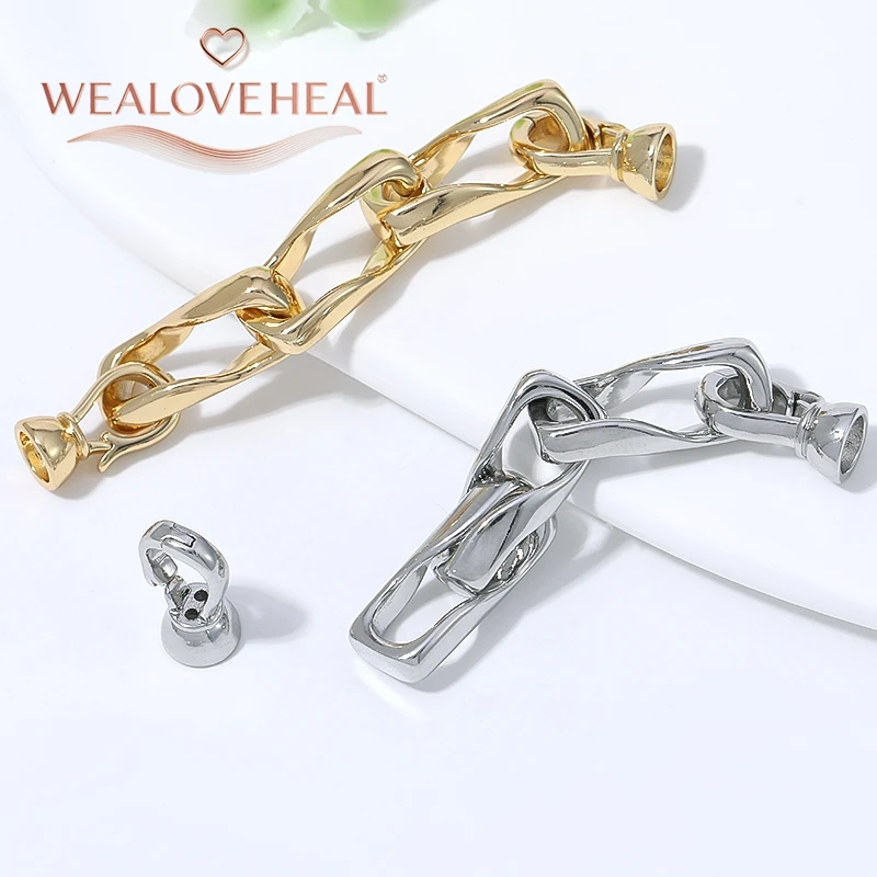 18K vergoldete Messingkette mit gedrehten Gliedern, Perlenverbindungsverschlüssen und Endkappen für DIY-Armband- und Halsketten-Schmuckherstellung. – Detail 17