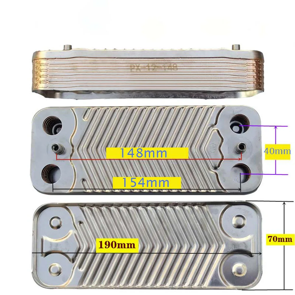 เครื่องแลกเปลี่ยนความร้อนสำรองขนาด148มม. 10แผ่นเครื่องแลกเปลี่ยนความร้อนสำหรับหม้อไอน้ำก๊าซ