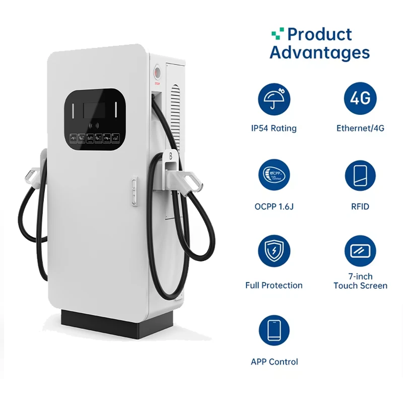 Commercial Fast EV Charging Station 3-Phase 20-360kW Public DC RFID OCPP 7-color Touchscreen Galvanized Steel Floor-Mounted for