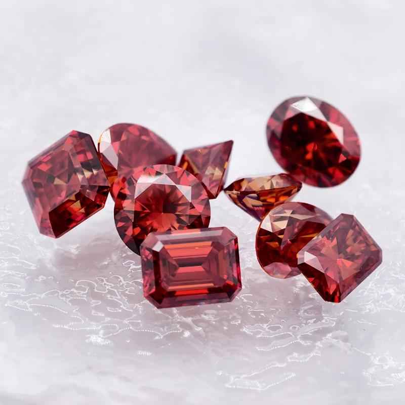 

Moissanite Garnet Color Loose Stones with GRA Certificate Round/Pear/Oval/Emerald/Heart/Cushion/Princess/Asscher/Radiant Cut
