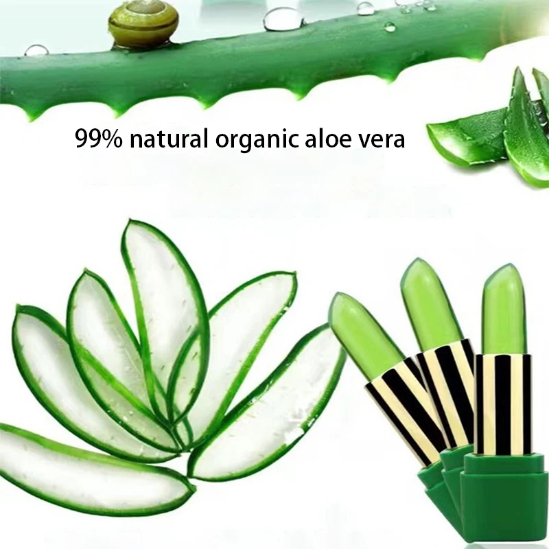 99% Natural Aloe Vera Lipstick Long Lasting Moisturizing Waterproof Lip Gloss Color Changing Jelly Lip Ink Korean Care Cosmetic