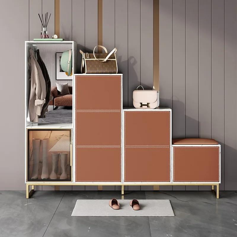 Against the wall into the home, living room partition light luxury simple modern solid wood tipping bucket cabinet