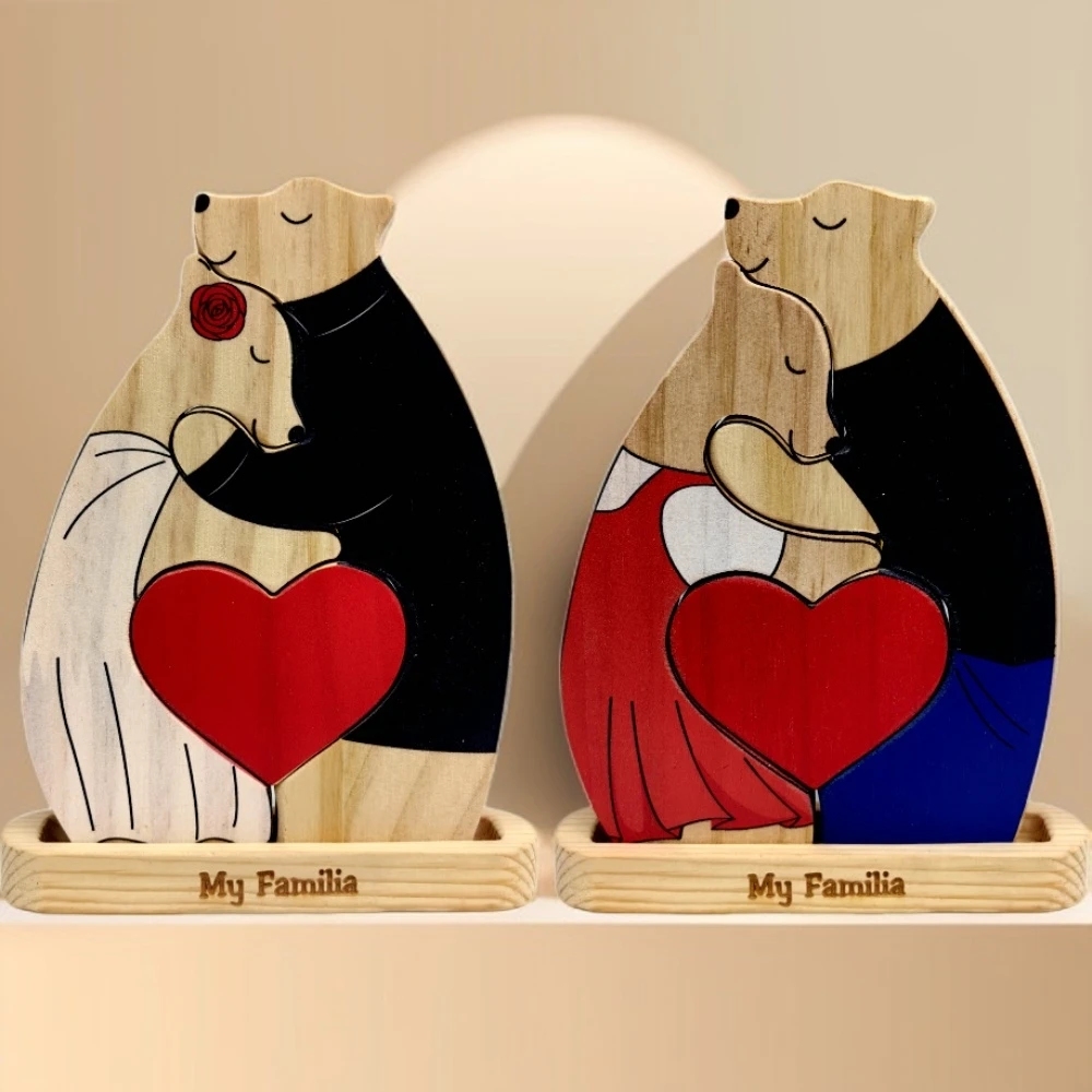 

Valentine's Day Gifts DIY Couple Bears Family Wooden Personalized Custom Desk Decor Birthday Gift Home Decoration Figurines ﻿