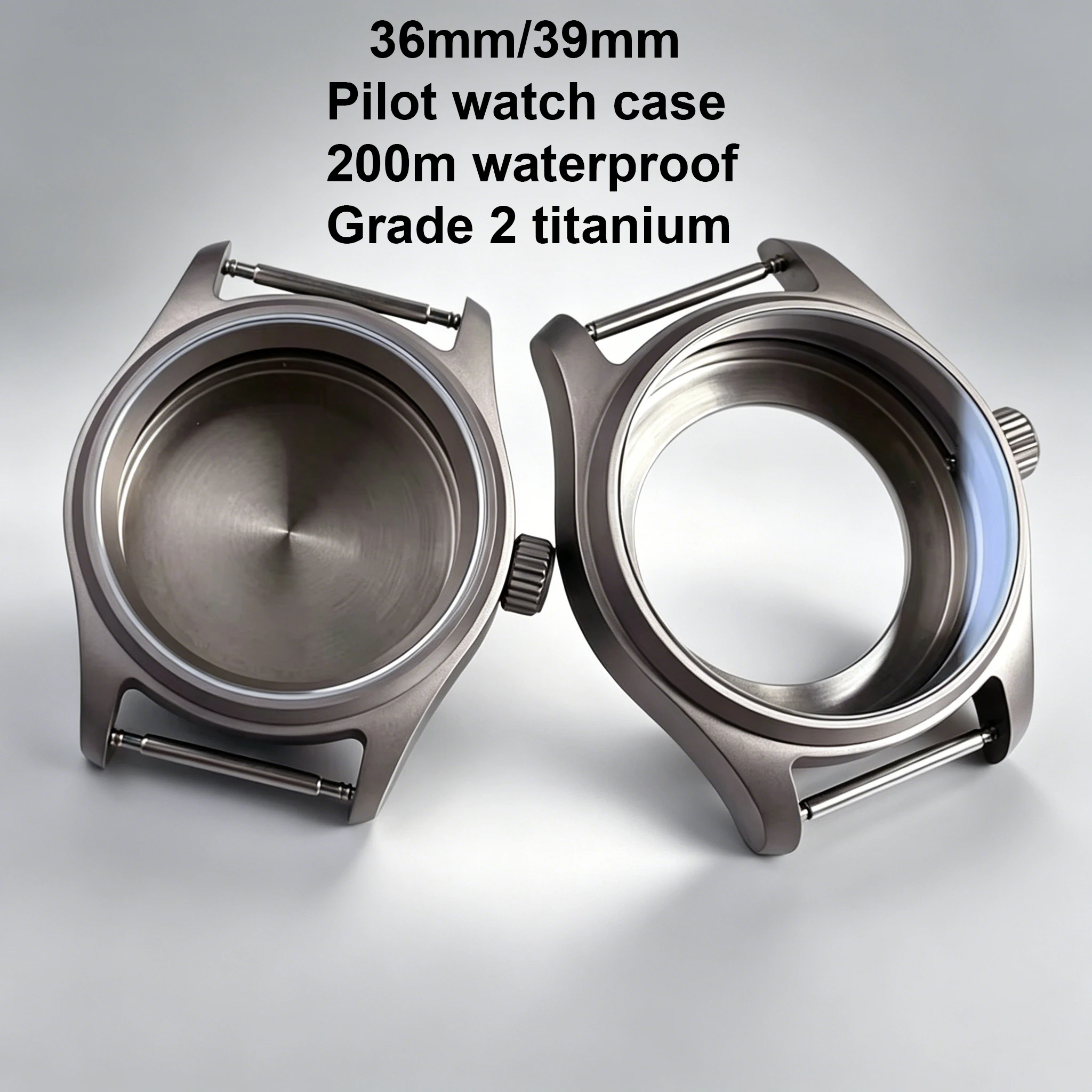 Grade 2 Titanium Pilot Watch Case Sapphire Glass for NH35 NH36 Miyota 8215 821A ETA 2824 PT5000 Movt Glass Back Watch Parts