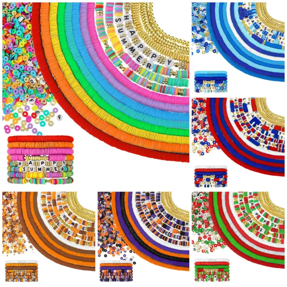 3200pcs 6mm Clay Beads Halloween Decoration Multiple Colors Bracelet Making Kit DIY Christmas Accessories Friendship Bracelet