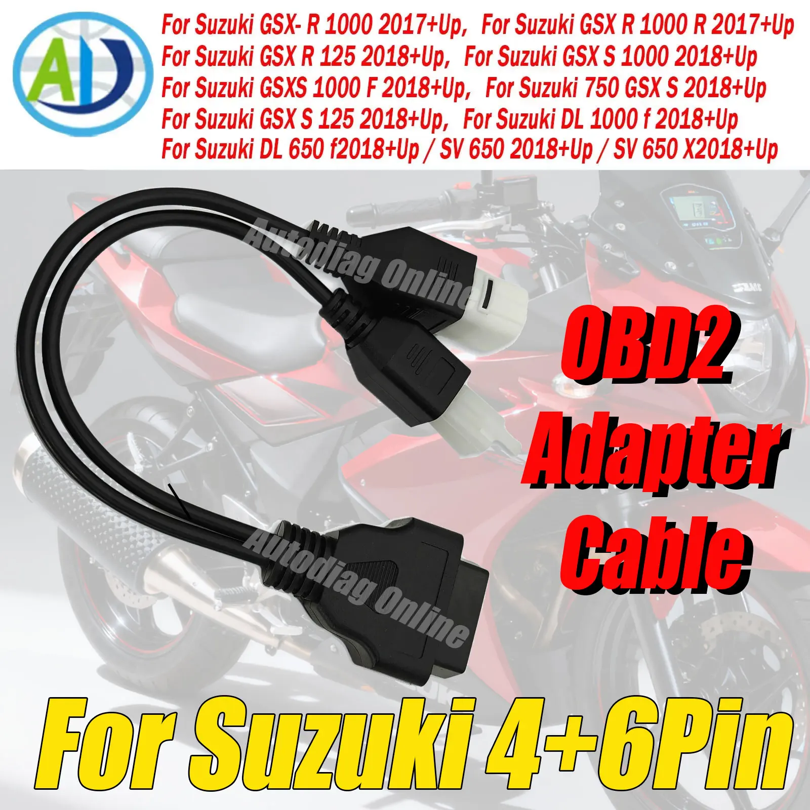 

For SUZUKI 4pin 6pin OBD2 Diagnostic Connector Cable for GSX R125/S125/S750/R1000/S1000, DL 650F/1000F, SV650 OBD2 Adapter Cable