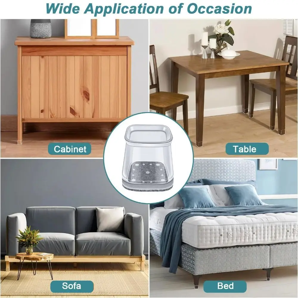 

Silent Floor Protectors Chair Leg Cover Square Reduce Noise Chair Feet Cover Thickened Non-Slip Silicone Leg Caps Hardwood