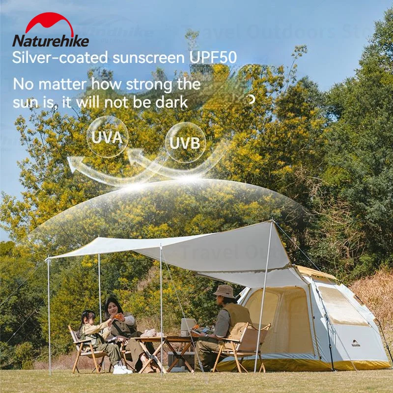 Naturehike Ango Automatic Tent Outdoor Quick Opening Silver Coated Portable Camping Travel 150D Waterproof Tent 2-3 Persons