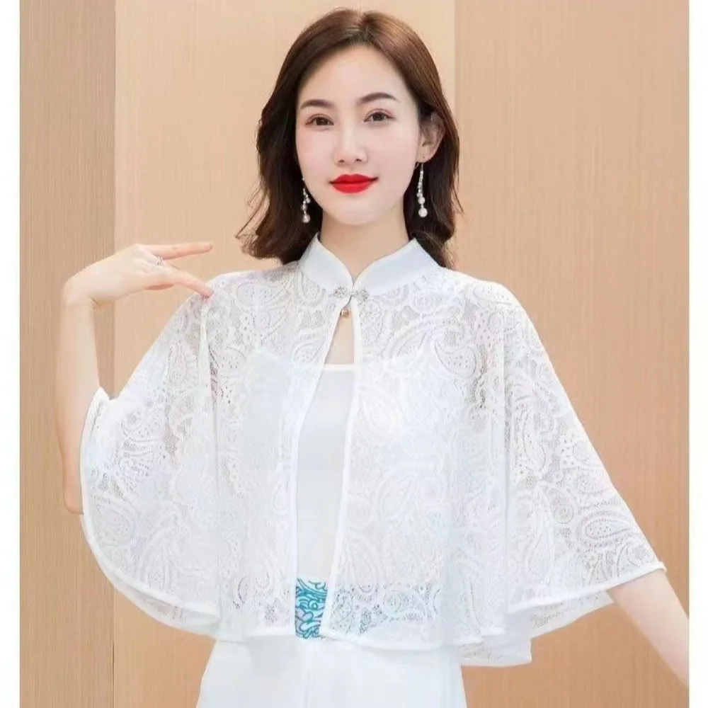 حماية العمود الفقري العنقي الربيع الصيف شال راجلان كم واقية من الشمس كاذبة طوق تول شال حتى كيمونو بالأزرار وشاح رقيق #5