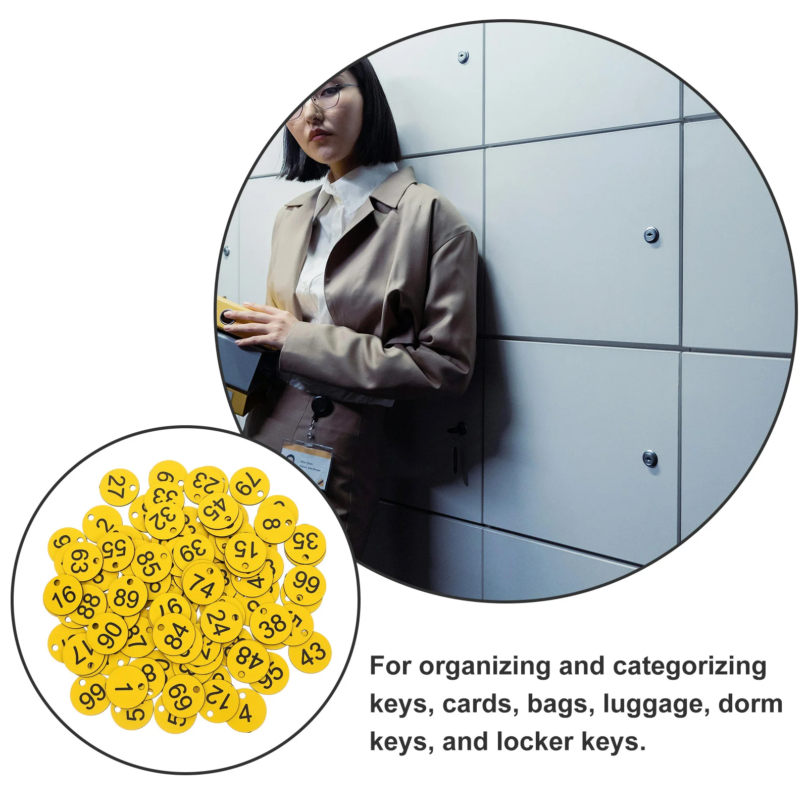 100pcs Plastic Numbered Tags Round Number Labels For Key Identification For Lockers And Storage Plastic Number Discs For