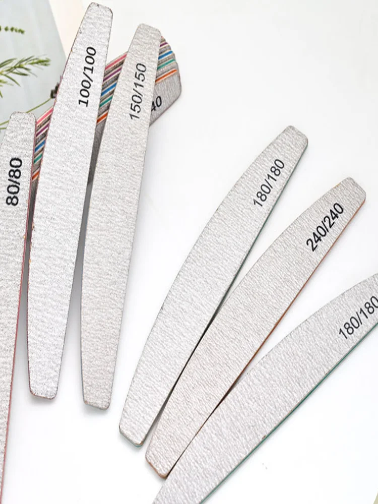 1/3/5/10Pcs Professional Nail File 80/100/150/180/240 Sandpaper Strong Thick Sanding Half Moon Lime nail accessories and Tools