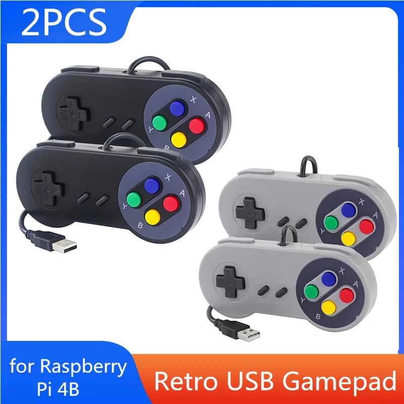 2PCs USB Gamepad Retro Gaming Joystick Wired Controller for PC NESPi RetroPie Game Control for Raspberry Pi 4 B