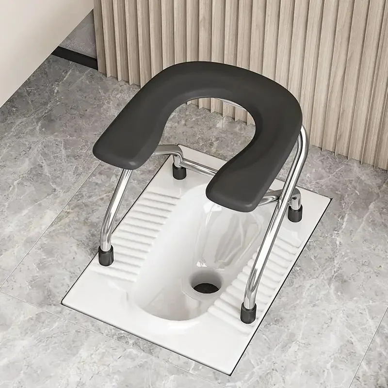 Pregnant Women Elderly Toilet Stool U Design Bathroom Chair Folding Stainless Steel Bath Seat Stable Anti-skid Toilet Foot Rest