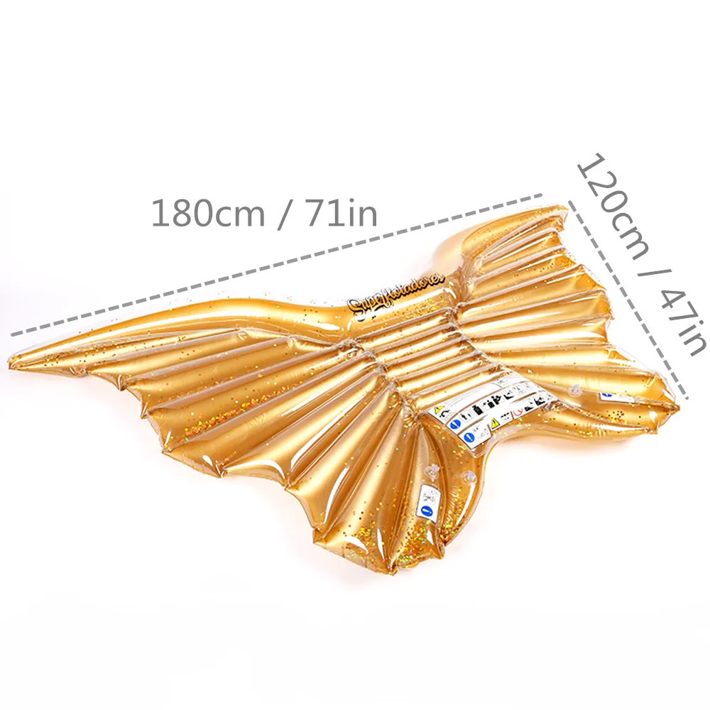 Giant Sequined Golden Butterfly Inflatable Pool Float For Adult Pool Party Toys Lying-on Air Mattress Swimming Ring Piscina