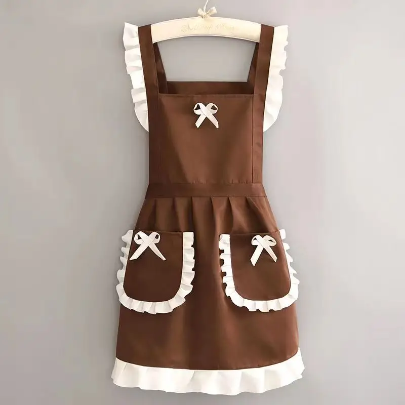 

1PC Waterproof Outdoor Garden Cute Maid Outfit Oil and Stain Resistant Apron with Waistband Kitchen and Restaurant Work Clothes