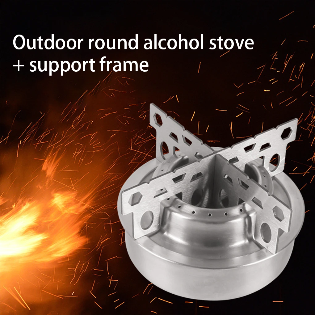 Stainless Steel Camping Stove Portable Round Anti-rust Heats-resistant Anti-corrosive Outdoor Hiking Picnic Burner Accessory