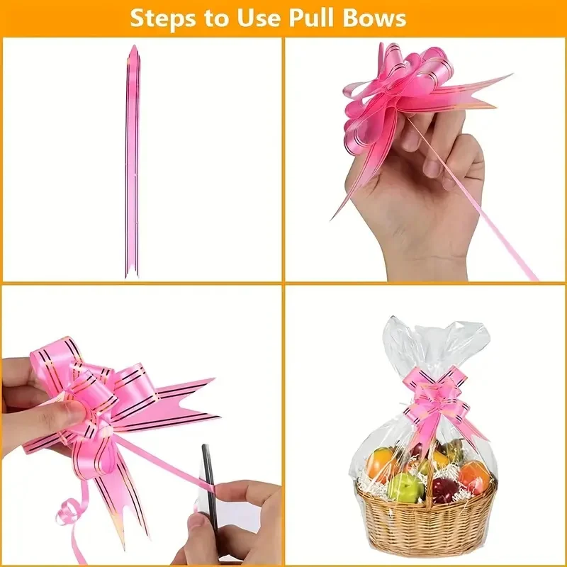 Bolsa grande de celofán transparente de 20/50 piezas con lazo para cesta y papel de regalo decoración navideña