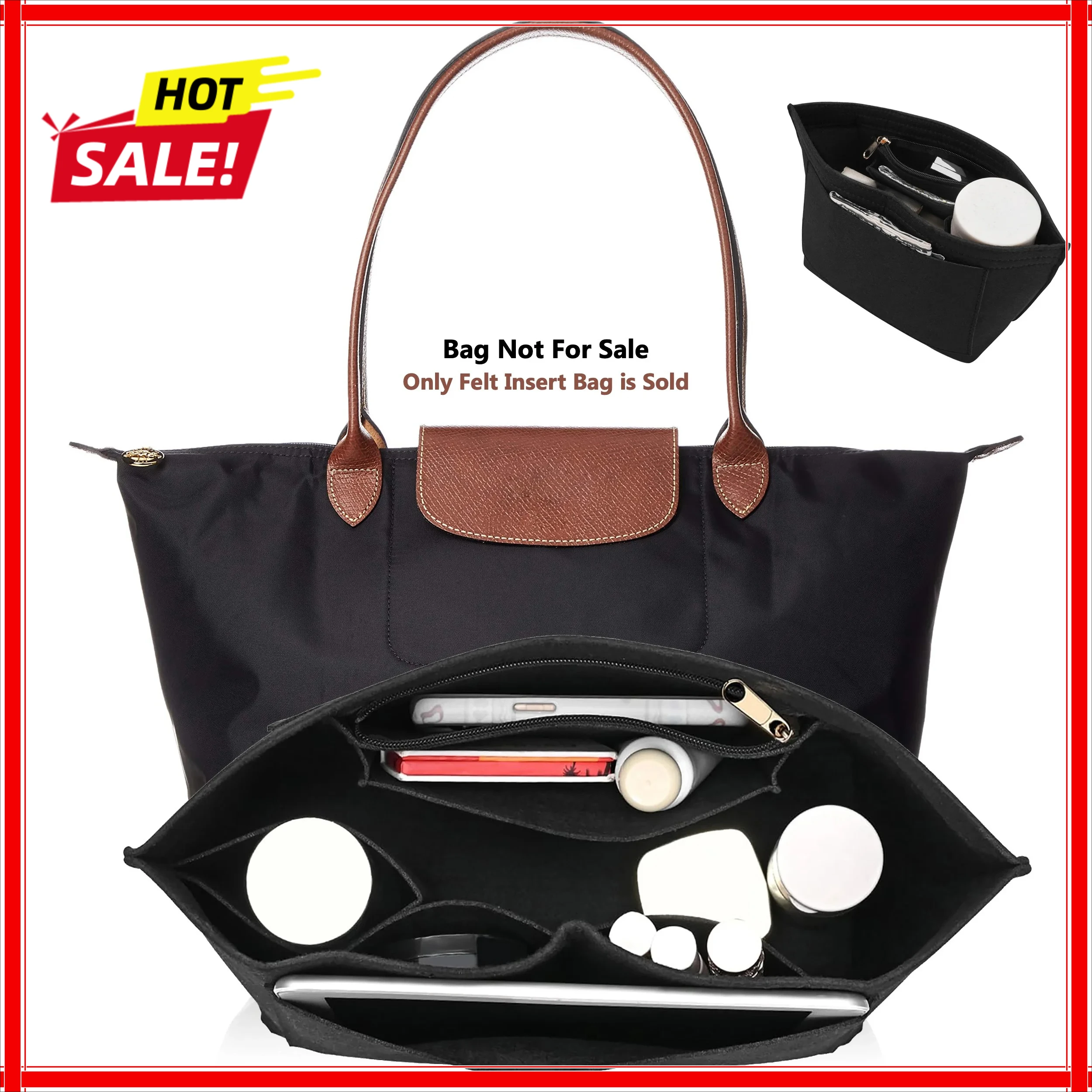 

Purse Organizer Insert, Felt Bag Organizer For Handbag Purse Organizer, 6 Colors, 2 Size