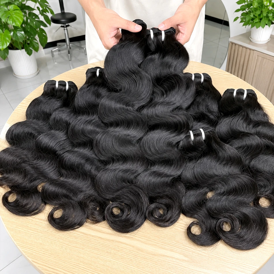 12A Body Wave Human Hair 1/3/4 Bundles 26 28Inch Remy Virgin Hair Unprocessed Weaving Extensions Body Wave Bundles Natural Black