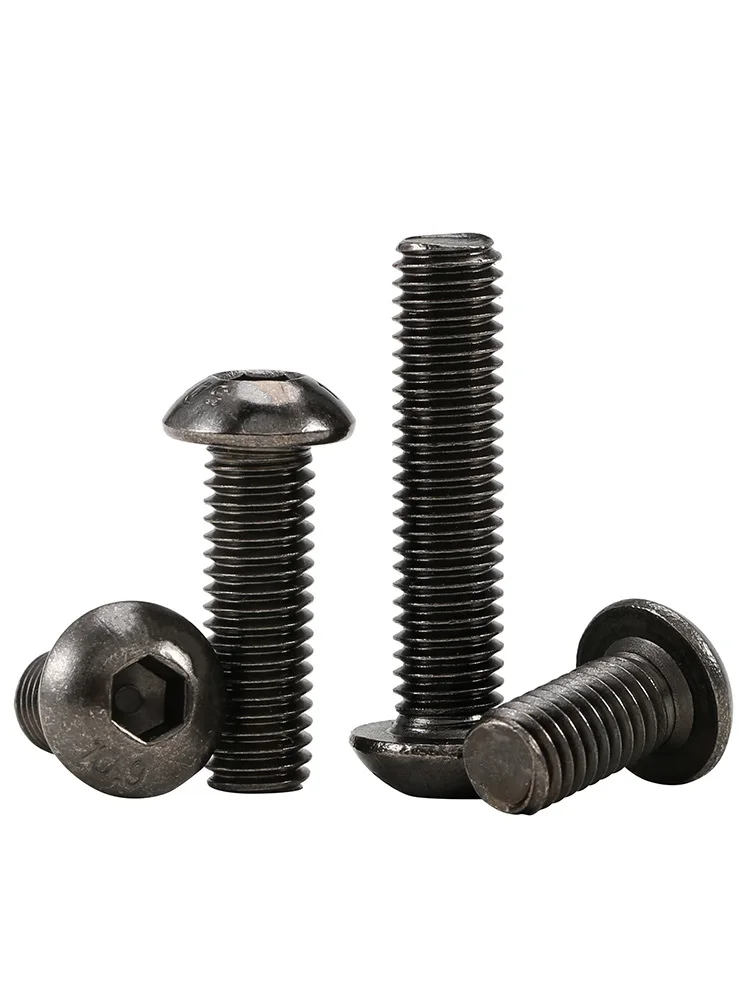 M1.6 M2 M2.5 M3 M4 M5 M6  Alloy Steel 10.9 Level Black Hexagon Socket Button Head Screw Furniture Mushroom Cap Hex Bolts