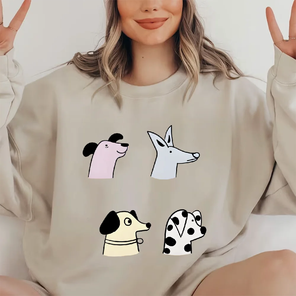Cartoon Cute minimalist Style Sweatshirt Diverse Puppies Retro Vintage Graphic Hoodies Y2K Unisex  Versatile Stylish Pullover
