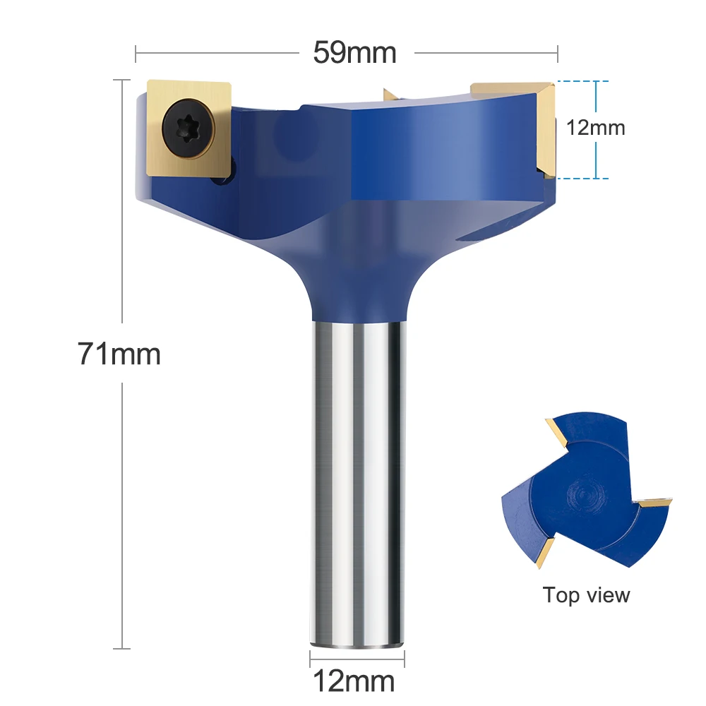 XCAN CNC Spoilboard Surfacing Router Bit 1/2 Shank Dia 45 59mm Carbide Insert Slab Flatting Wood Planer Bit Milling Cutter