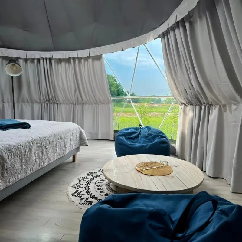 Air Tent Inflatable Camping Tent Waterproof PVC Four-Season Spherical Panoramic Transparent Starry Sky Two Bedrooms Living Room