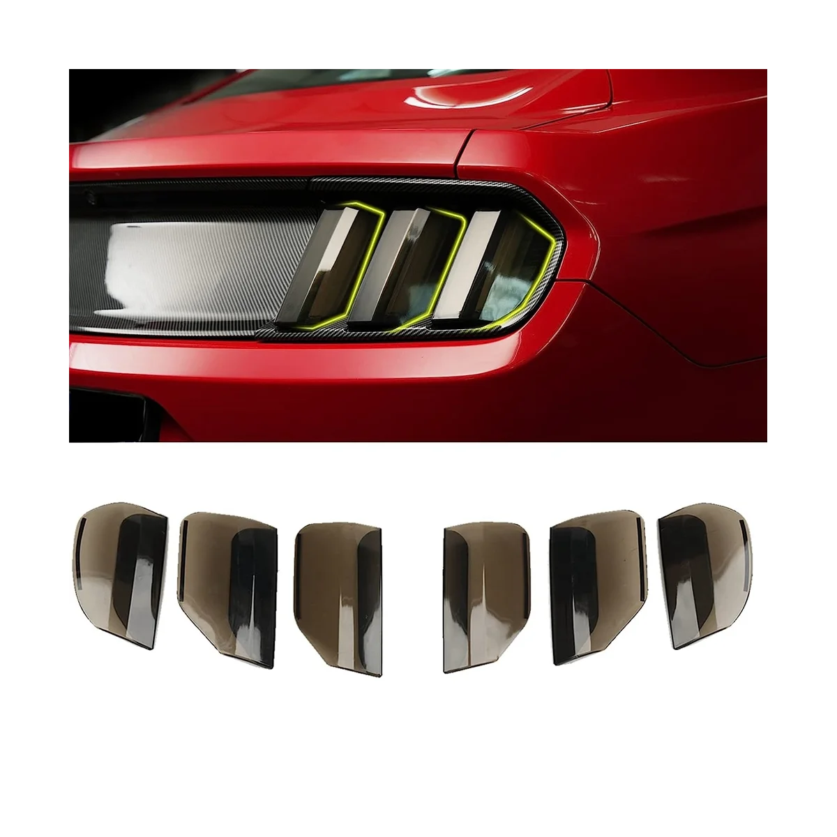 Tail Light Lamp Cover for Ford Mustang 2015 2016 2017, Taillight Cover Guard Trim Frame Accessories, Smoke Black